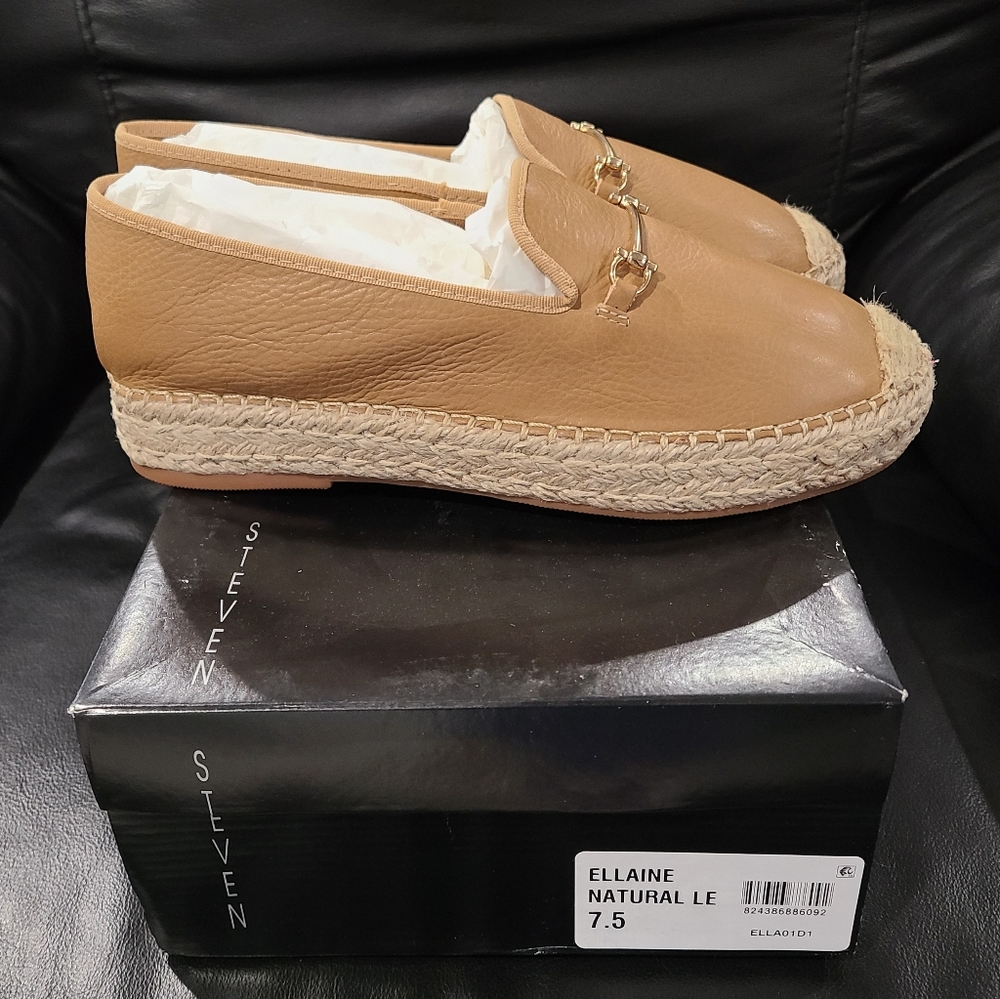Steven by Steve Madden Natural Tan Horsebit Espadrilles 7.5